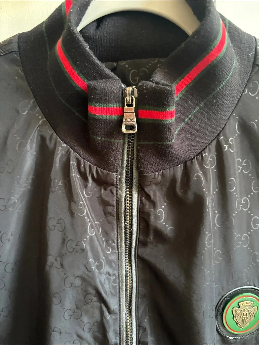 Gucci Black Bomber Jacket with Red Trim
